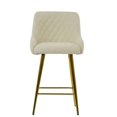 Vault Bar Stool Cream Boucle Fabric & Gold Base