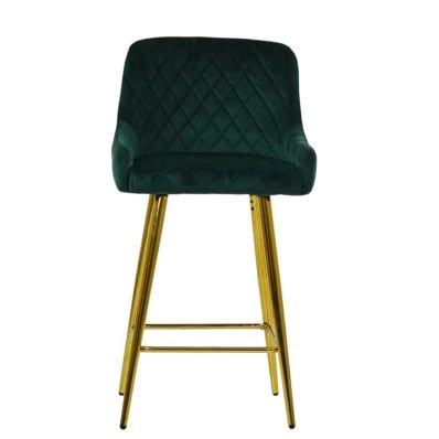 Vault Bar Stool Emerald Green Velvet & Gold Base