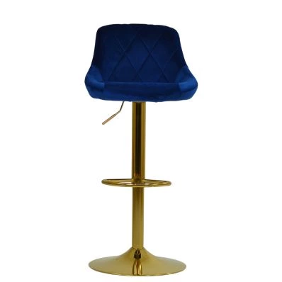 Dale Bar Stool Blue Velvet & Gold Base