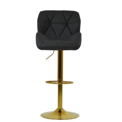 Bowston Bar Stool Black Leather & Gold Base