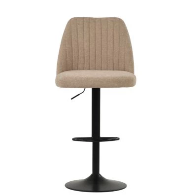 Tuscan Bar Stool Fawn Brown Fabric & Black