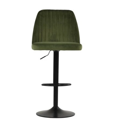 Tuscan Bar Stool Olive Green Velvet & Black