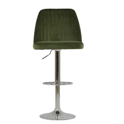 Darwin Bar Stool Olive Green Velvet & Chrome Base