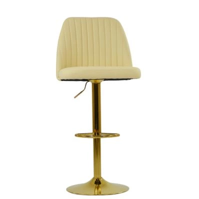 Foyle Bar Stool Cream Leather & Gold