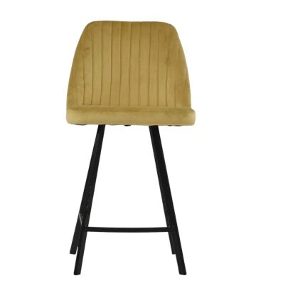 Nico Bar Stool Camel Velvet & Black 75cm