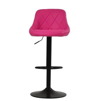Fleur Bar Stool Hot Pink Leather & Black