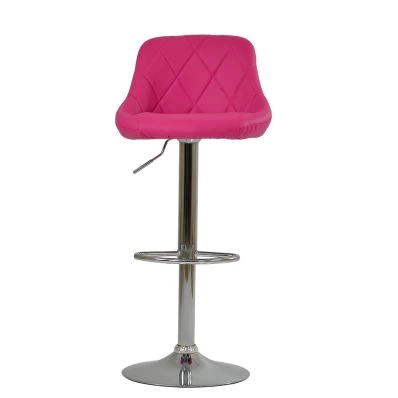 Flo Bar Stool Hot Pink Leather & Chrome