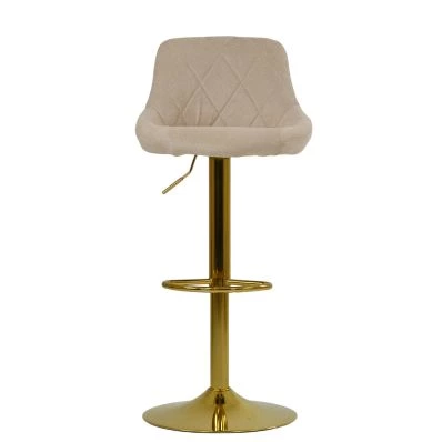 Dale Bar Stool Natural Cream Fabric & Gold