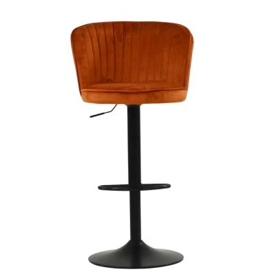 Tribeca Bar Stool Burnt Orange Velvet & Black