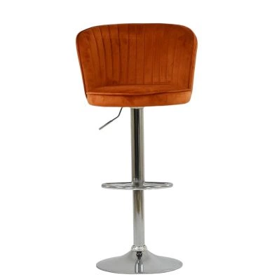 Jardin Bar Stool Burnt Orange Velvet & Chrome