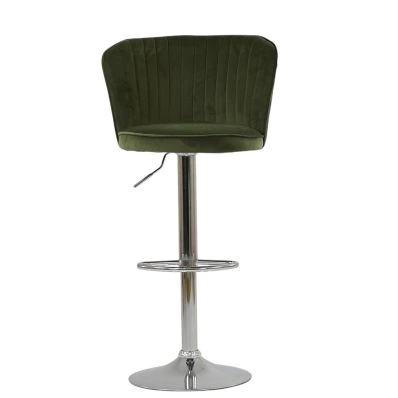 Jardin Bar Stool Olive Green Velvet & Chrome