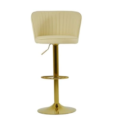 Heather Bar Stool Cream Leather & Gold