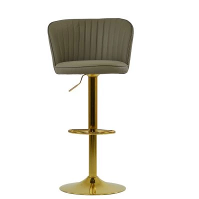 Heather Bar Stool Taupe Leather & Gold