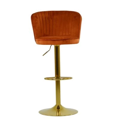 Heather Bar Stool Burnt Orange Velvet & Gold