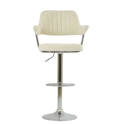 Perona Bar Stool Natural Cream Fabric & Chrome