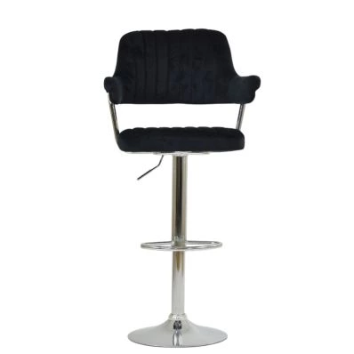 Perona Bar Stool Black Velvet & Chrome