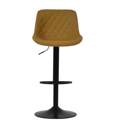 Torek Bar Stool Light Tan Brown Leather & Black