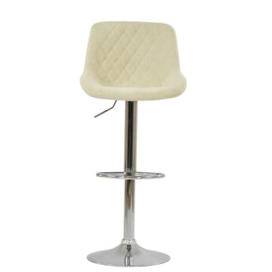 Mason Bar Stool Natural Cream Fabric & Chrome