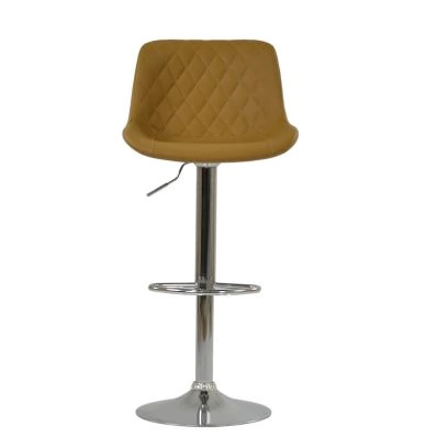Mason Bar Stool Light Tan Brown Leather & Chrome
