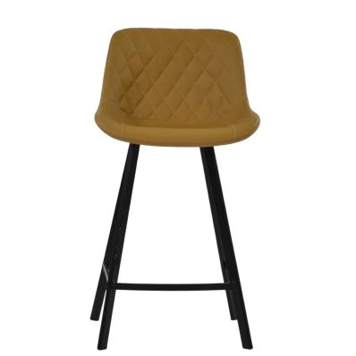 Matteo Bar Stool Light Tan Brown Leather & Black 65cm