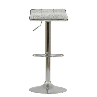 Rasmus Bar Stool Grey Boucle Fabric & Chrome Base