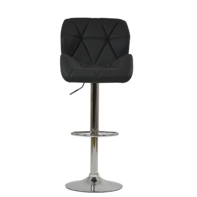 Eris Bar Stool Black Leather & Chrome Base