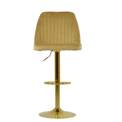 Foyle Bar Stool Camel Velvet & Gold