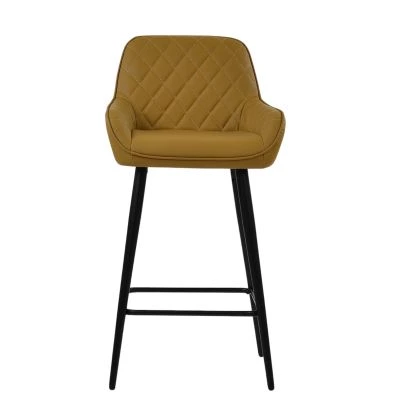 Carson Bar Stool Light Tan Brown Leather & Black