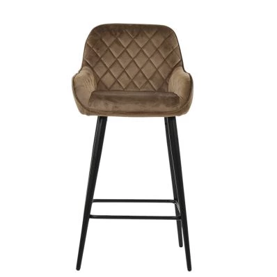 Carson Bar Stool Mocha Velvet & Black