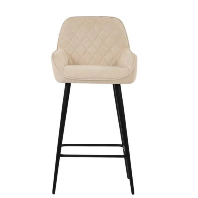 Carson Bar Stool Natural Cream Fabric & Black