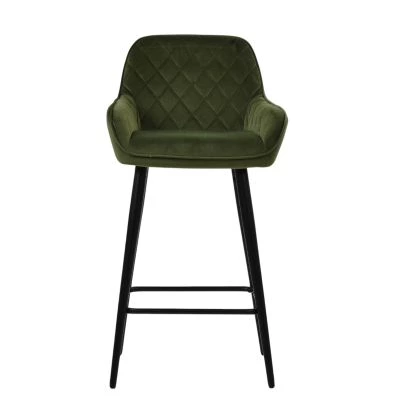 Carson Bar Stool Olive Green Velvet & Black