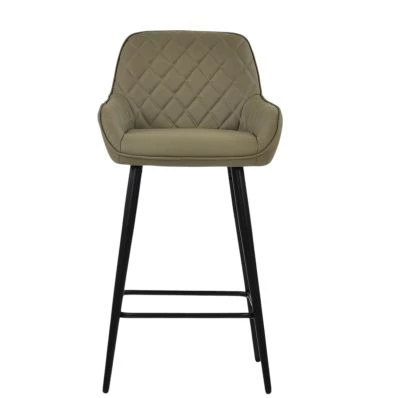 Carson Bar Stool Taupe Leather & Black