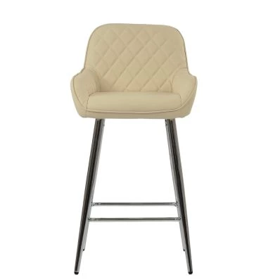 Carson Bar Stool Cream Leather & Chrome