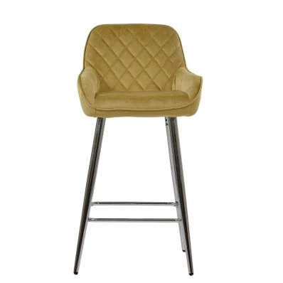 Carson Bar Stool Camel Velvet & Chrome