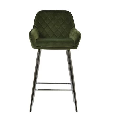 Carson Bar Stool Olive Green Velvet & Chrome