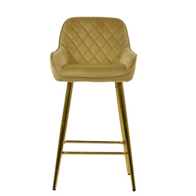 Carson Bar Stool Camel Velvet & Gold