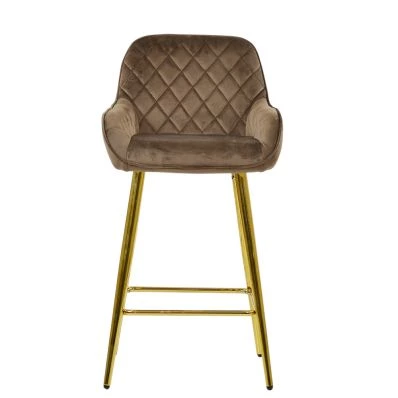 Carson Bar Stool Mocha Velvet & Gold