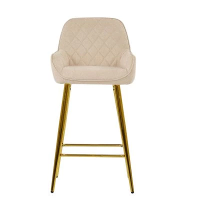 Carson Bar Stool Natural Cream Fabric & Gold