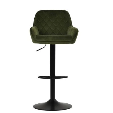 Arnside Bar Stool Olive Green Velvet & Black