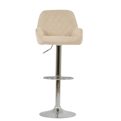 Albany Bar Stool Natural Cream Fabric & Chrome