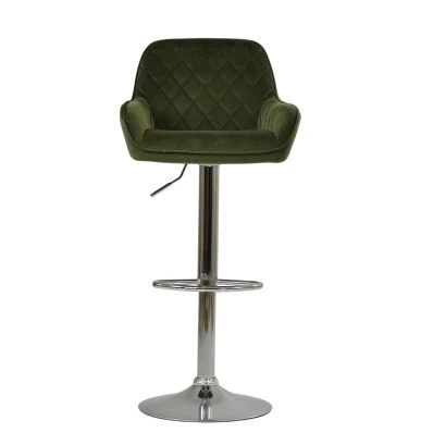 Albany Bar Stool Olive Green Velvet & Chrome