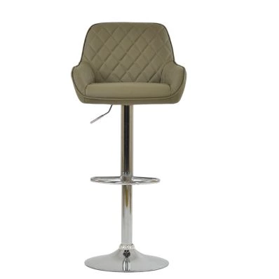 Albany Bar Stool Taupe Leather & Chrome