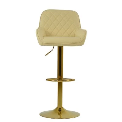 Roman Bar Stool Cream Leather & Gold