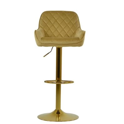 Roman Bar Stool Camel Velvet & Gold
