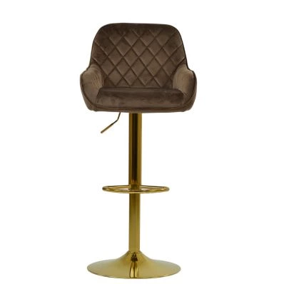 Roman Bar Stool Mocha Velvet & Gold