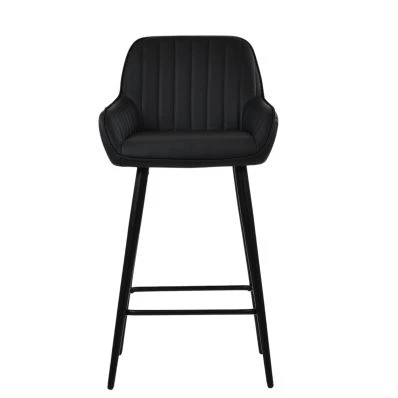 Hamilton Bar Stool Black Leather & Black