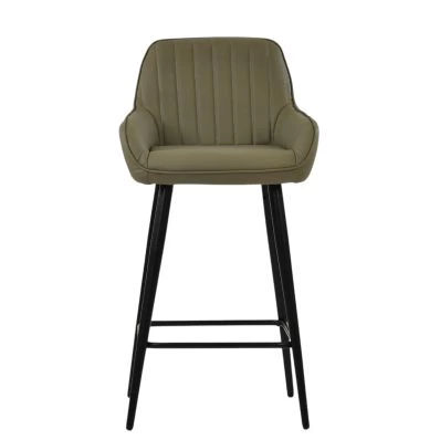 Hamilton Bar Stool Taupe Leather & Black