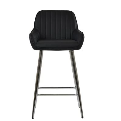 Hamilton Bar Stool Black Leather & Chrome