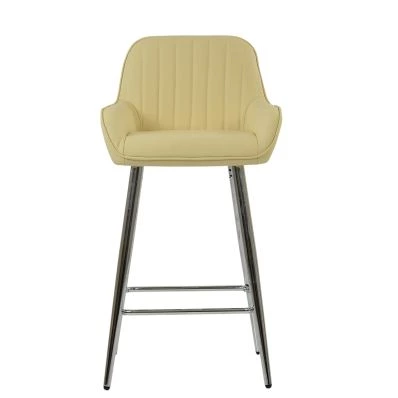 Hamilton Bar Stool Cream Leather & Chrome