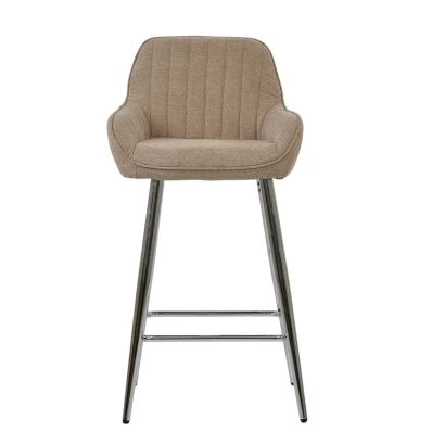 Hamilton Bar Stool Fawn Brown Fabric & Chrome